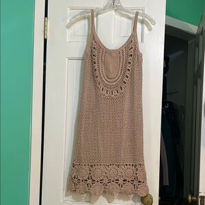 Crochet Tan Sleeveless Dress